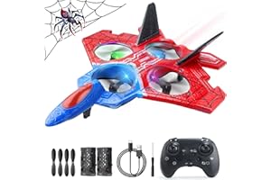 Aooess RC Plane Toys for 3-8 Year Old Boys: Spider Remote Control Airplane for Adult Kids Aeroplane Toys for 6 7 8 9 10 11 12 Years Old Children Birthday Gift RC Helicopter LED Light Aircraft