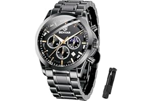 BY BENYAR BENYAR BY Orologio da uomo al quarzo analogico in acciaio inossidabile cinturino Timing Date Display impermeabile luminoso orologio Business Casual Sports Watch Fashion Holiday regalo per il padre