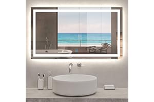 AICA SANITARIOS Espejo de baño 160x80 cm Espejo led - Interruptor tactil - Función Anti-Niebla - Frío Blanco (6000K) - Espejo de Pared - Espejo con iluminación