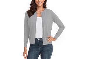 CUNYI Gilet Femme, Chandail Tricot avec Boutons pour Femme, Pull Veste Cardigan Col Rond Manches Longues Classique