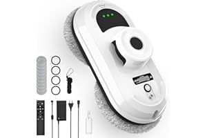 SWBSLL Fensterputzroboter, 5600Pa Fensterreiniger Elektrisch mit Sprühwasser, 3 Reinigungsmodi, Intelligente Navigation, Kantenerkennung, Sicherheitssystem, Fernbedienung＆10 Reinigungstücher, für Fenster