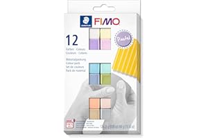 STAEDTLER-8023 C12-3ST Pasta de modelar de endurecimiento al horno, Color pastell-farben, 12 Halbblöcke (8023 C12-3) , color/modelo surtido