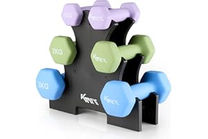 KM-Fit Hantelset 12 kg mit Ständer | Neopren Kurzhanteln 1–3 kg | Gusseisen, ergonomischer Griff, rollsicher | Fitness & Krafttraining für Home Gym