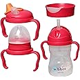 b.box 4 Lids in 1 Cup for Baby Feeding | 240 ML Spill Proof Toddler Training Bottle | Transition Sippy Cup with BPA Free Premium Silicone Plastic, Dishwasher Safe (Raspberry)