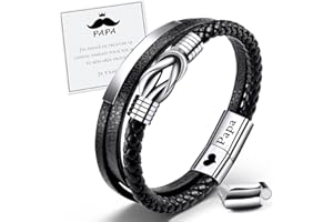 MANVEN Cadeau Papa Beau Papa Bracelet en Cuir Fête des Pères Anniversaire Noël Homme Bijoux Idee Cadeau