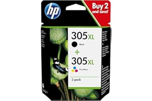 HP 305XL Multipack 6ZA94AE Cartucce Originali, ad Alta Capacità, per Stampanti a Getto di Inchiostro HP DeskJet Serie 2700, 4100, ENVY Serie 6020, 6030, 6400 e 6430, Nero e Tricromia