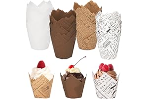 OAKENCREST 200 Pezzi Pirottini per Muffin Carta, Tulipani Pirottini Muffin Carta, Pirottini Cupcake, per Torte, Budini, Focaccine, Gelati, per Cottur, Compleanno, Festa (Multicolore)