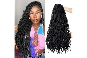 Beyond Beauty 24 Pulgadas Pre-rodado Nu Faux Locs Pelo al crochet 6Packs, Rastas suaves Trenzado Pelo Diosa Faux Locs Extensiones de Pelo Sintético (#1B)