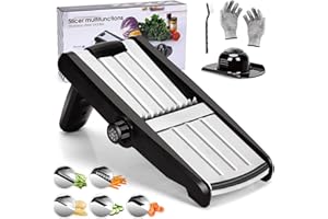 Myiosus Mandoline Slicer, 5 en 1 Mandoline Réglable en INOX Adjustable, Vegetable Slicer avec Julienne Function, Cuisine Multifonction for pommes de terre, tomates