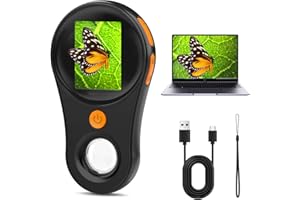 2.0'' IPS Pocket Microscope, 3-Level LED Lights, OUTACT 2MP Digital Microscope, 500X Pocket Microscope Magnifying Glass, Rechargeable Handheld Mini Microscope, Compatible with Windows, Mac OS