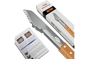 STEVEN-BULL S Grill Zubehör für Gasgrill Holzkohlegrill, Grillzange Edelstahl mit Holz Griff, Grillbesteck 43cm Lang, Geschenke für Männer，Papa，Ehemann