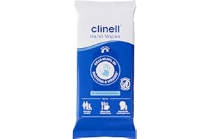 Clinell Antimicrobial Hand Wipes - Sanitising for Cleaning & Disinfecting, Travel-Friendly - Dermatologically Tested, Kills 99.99% of Bacteria & Viruses - Pack of 30, Blue