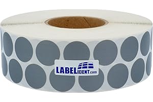 Labelident Geweberonden grau - Ø 30 mm - 5.000 Gewebeklebepunkte (Nylon) auf 3 Zoll (76,2 mm) Rolle, per Hand beschriften.