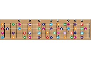 QMG Color Coded Ukulele Guitar Fretboard Note Chart Learn to Play Guitar and Music Theory, Suitable for all Levels