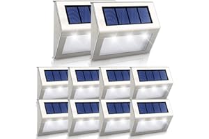 Onshida Luces Solares LED exterior Jardín, Lámparas solares impermeable Ip44, amino de Iluminación, 3 LEDs ilumina para Jardín, Escaleras, Patio, etc. (10 pack)