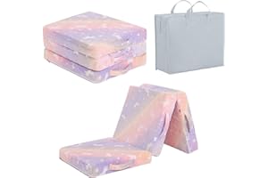 Tiita Trifold Bodenmatratze für Kinder, 145 x 56 x 8 cm Glow in The Dark Baby Kinder Futon mit abnehmbarem Bezug, Kleinkind Boden Bett Nap Matte mit Aufbewahrungstasche, Pink Pegasus