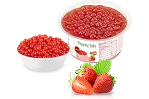 D&O NATURE PRODUCTS Bubble Tea Perlen - ERDBEERE - 490g Original Popping Boba Fruchtperlen für Bubble Tea - 100% Vegan und Glutenfrei - Genuss für Augen und Gaumen!