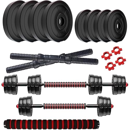 Amazon Brand - Symactive PVC 3-in-1 Convertible Dumbbells Set