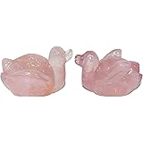 Mystic Crystals & Creations Ducks Rose Quartz Mandarin Ducks One Pair Length 2.1 inch Height 1.3 inch wt - 100-120gm for Removing Negative Energy Crystal Balancing Chakra Stone.