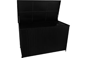 Dynbox 996 l i Rotting, Förvaringslåda utomhus för Dynor - Svart, Vattentålig med lock, Hjul och Handtag, UV-beständig