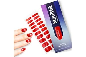 Manithè - Smalto rosso (My Valentine) - Smalto Adesivo Gel UV - Pellicola per Unghie Autoadesiva - Manicure Semipermanente - Nail Wraps Gel UV - Kit 20 PCS