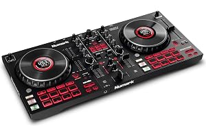 Numark Mixtrack Platinum FX DJ-Kontroller | 4-Däcks DJ-Mixer, 3-Bands EQ, Jog-Displayer, 16 Pads, 2 FX-Spakar, Ljudinterface
