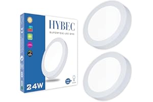 CLAR HYBEC- Plafonnier LED 24W, Plafonnier Salle de Bain, Plafonnier LED Cuisine, Plafond LED Salle de Bain 24W, Lampe LED Plafond, Luminaire Plafonnier LED Blanc Neutre 4000K 24W (Pack 2)