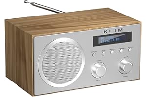KLIM DAB Plus Radio mit Bluetooth | Digital Radio DAB, DAB+ und FM mit Holzgehäuse | Funktioniert am Stromnetz | HiFi-Lautsprecher | USB/AUX-Buchse | Radiowecker mit Alarm