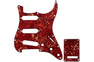 Musiclily Set de 11 trous SSS Pickguard et Plaque Arrière pour Guitare électrique style Moderne Fender (US/Mexique Made) Stratocaster Standard, 4 plis Vintage Tortoise