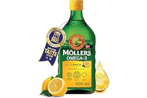 ‎MÖLLER'S Möller's Omega 3 Lebertran Öl | Nordic Omega 3 Nahrungsergänzung mit EPA, DHA, Vitamin A, D, E | Superior Taste Award | Hochreiner natürlicher | 165 Jahre alte Marke | Zitrone | 500 ML