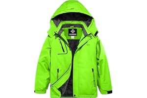 GEMYSE Chaqueta de Esquí Impermeable de Montaña para Niños Abrigo de Invierno de Lana Antiviento con Capucha