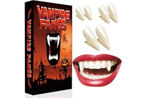 YULARA Fausse Dent de Vampire Adulte Enfant: Dentier Halloween Vampire Teeth Fangs Halloween Maquillage Costume Cosplay Accessoire Femme Homme Crocs de Vampire, Fausse Canine de Vampire Dent de Loup Garou
