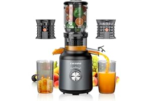 EXREIZST Extracteur de jus 250W Extracteur de jus de fruits et légumes 2 filtres sans métal Centrifugeuse extracteur de jus Lent avec un alésage de103MM et une vis sans fin à 8 étapes Sans BPA Système reverse