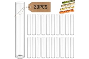 Forbabe 20 Stück Reagenzgläser Glas, 20x150mm Reagenzglas mit flachem Boden Borosilikatglas Reagenzgläsern, Reagenzgläser für Blumen/Vase/Laboratorien