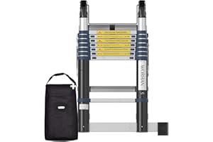 WORHAN Echelle de 5m Télescopique Aluminium Anodisé Modulable Pliable Polyvalente Escabeau Solide 500cm K5C+Bag