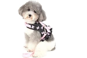 smalllee_Lucky_Store Arnés de Gato y Perro pequeño con diseño de Lazos, Ajustable, sin tirones, a Prueba de Escape, Suave, Impermeable, para Cachorros, Gatito, Negro XS