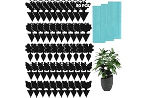 KIKISML 50Pcs Trappole Appiccicose, Yellow Insetti Mosche Trappole con Cravatte Intrecciate Assassino di Trappole per Moscerini per Mosche Bianche Zanzare Fungo Afidi, Giallo, Nero