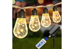 A.BIGWHALE LED Lichterkette Außen, Solar Lichterkette Aussen Wetterfest Mit 16 Glühbirnen, Outdoor Deko für Gärten Balkon Hochzeit Zelt Weihnachtsdeko(Warmweiß)