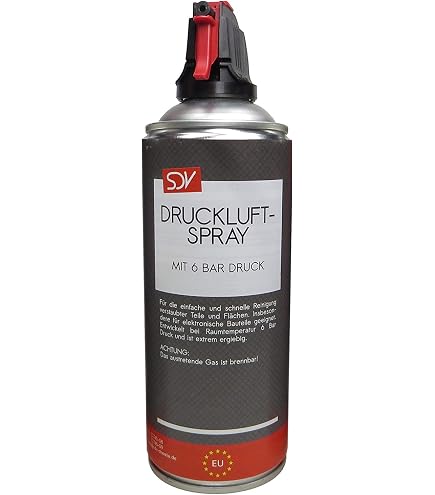 SDV Chemie Druckluftspray 400 Ml – Druckluftreiniger Mit 6 Bar, Spezialsprühkopf & Sprühschlauch, Für Empfindliche Elektronik Air Duster Druckluftreiniger