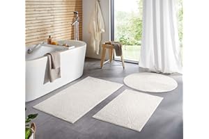 ‎TARACARPET Taracarpet Badematte Badvorleger Homestyle rutschfest waschbar Badezimmerteppich Badewannenmatte, Badteppich, Duschmatte Badezimmer saugfähig Weich auch als Set Creme Fresco 060x120 cm