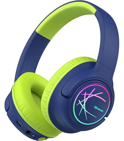 iClever Cuffie Bluetooth per bambini, luci LED colorate, cuffie over-ear per bambini, con limite di volume 74/85 dBA, 85 ore di autonomia, Bluetooth 5.2, microfono integrato, nero e rosso iClever Cuffie Bluetooth per bambini, luci LED colorate, cuffie over-ear per bambini, con limite di volume 74/85 dBA, 85 ore di autonomia, Bluetooth 5.2, microfono integrato, nero e rosso