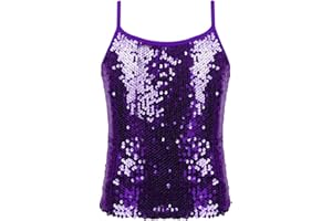 iEFiEL Kids Girls Shiny Metallic Camisole Tops Dance Sports Crop Tops Vest T-Shirt Ballet Gymnastics Leotard Activewear