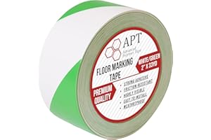 APT ADVANCED POLYMER TAPE APT, PVC Marking Tape, Premium Vinyl Safety Marking and Dance Floor Splicing Tape, 6 mil Thick,51mmx30M, Mulit-Color (White & Green, 1 Roll)