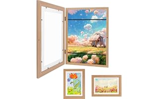 ROSERROSE 1 Stück Bilderrahmen Kinderzeichnungen,Kunstfotorahmen für Kinder,Rahmen für Kinderzeichnungen,A4 aufklappbar kunstfoto rahmen für kinderzeichnungen,befüllbar bilderrahmen zum öffnen(Wood color)