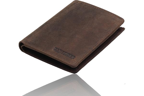 TANSTITCH Men Leather Slim Wallet Compact, Minimalist & Thin Design RFID Protected Front Pocket Carry, Brown