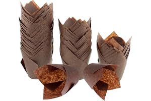 KASTWAVE 200pcs Tulip Cupcake Liners Standard Greaseproof Paper Baking Cups Muffin Liners Holders for Bridal Showers, Baby Showers, Birthday Parties Banquets and Catering Events (Chocolate Brown)