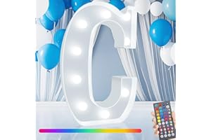 ROMULI Colorful LED Marquee Letter Lights with Remote, RGB Light Up Letters, 34 Colors Changing Battery Powered Letter Lights Gift for Wedding Birthday Party Halloween Christmas Home Decor, LED Letter C