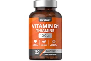 HORBÄACH Vitamin B1 Hochdosiert 100mg Thiamin | 120 Vegane Tabletten | Nahrungsergänzungsmittel für die Herzgesundheit | von Horbaach