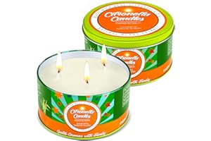 SACEMONTIC Citronella Kerze Outdoor Groß, 2 x 400g Outdoor Kerze Natürliche Sojawachs Zitronengras, Citronella Kerzen mit 3 Docht, Zitronella Kerze für Garten, Picknick, Camping, Terrasse, Balkon