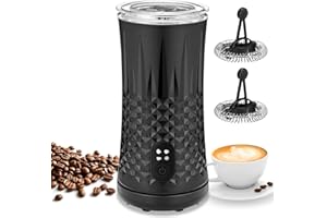 zerotop 4 in 1 Automatic Milk Frother, 240ml Milk Frother Electric Hot & Cold Milk Foamer Steamer Stainless Steel Temperature Control Auto Shut-Off Silent Operation for Coffee Latte Cappuccino (Black)
